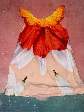 Molo Girls flower petals Ruffle Dress size 98 or 3 yo organic cotton